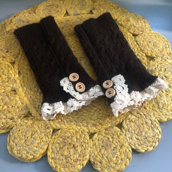COPY - Lacey boot cuffs, leg warmer. Button accent detail. - Picture 1 of 4